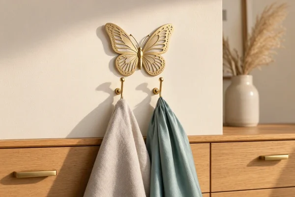Nordic Brass Decorative Butterfly Wall Hook Creative Luxury Metal Hanger Gold Insect Towel Holder For Elegant Bedroom Dresser Room