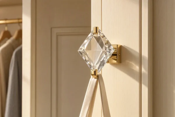 20 Luxury Crystal Acrylic Decorative Wall Hook Clear Diamond Cut Coat Hanger Shiny Gold Metal Base For Elegant Dressing Room Wardrobe