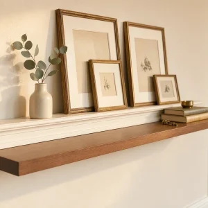 White Crown Molding Floating Wall Shelf Elegant Traditional Picture Ledge Wooden Display Display Rack For Classic Entryway Hallway Living Room