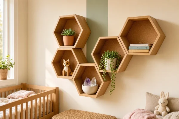 29 Hexagonal Honeycomb Floating Shelves Geometric Wooden Wall Cubes Set For Creative Kids Nursery Bedroom Aesthetic Plant Crystals Display
