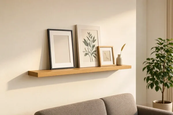 4 Minimalist Oak Wood Picture Display Ledge Floating Wall Shelf For Framing Photos Artwork Collections Canvas Prints Living Room
